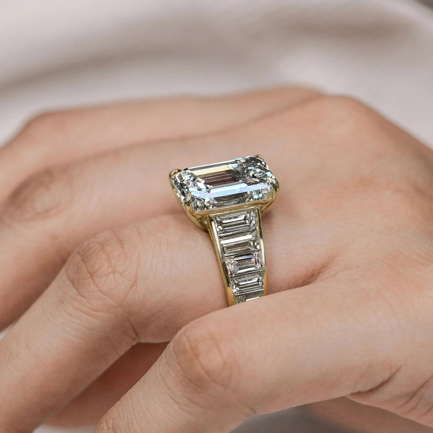 3.50CT Emerald Cut Lab-Grown Diamond Channel Set Engagement Ring