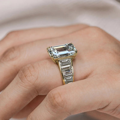 3.50CT Emerald Cut Lab-Grown Diamond Channel Set Engagement Ring