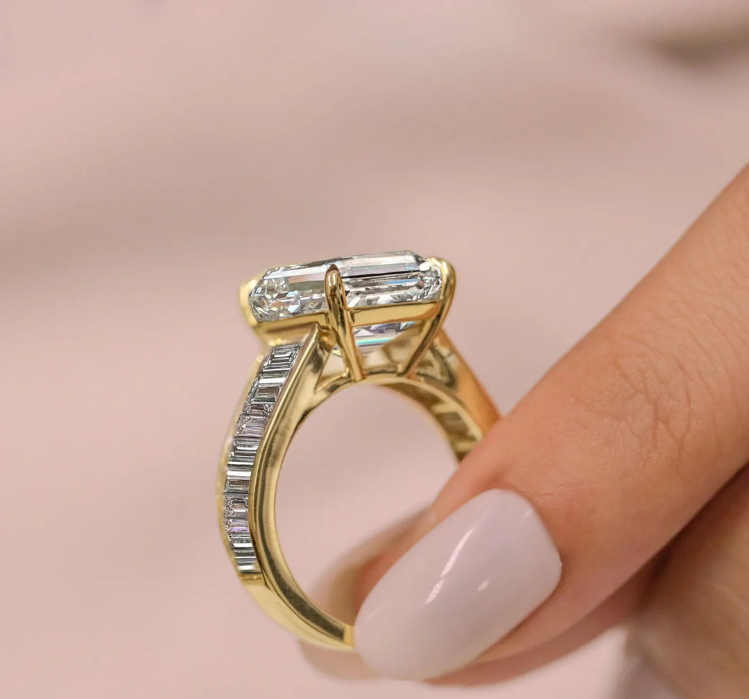 3.50CT Emerald Cut Lab-Grown Diamond Channel Set Engagement Ring