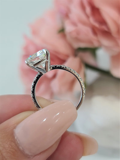 2.0 CT-4.0 CT Cushion Pave Setting Lab Grown Diamond Engagement Ring