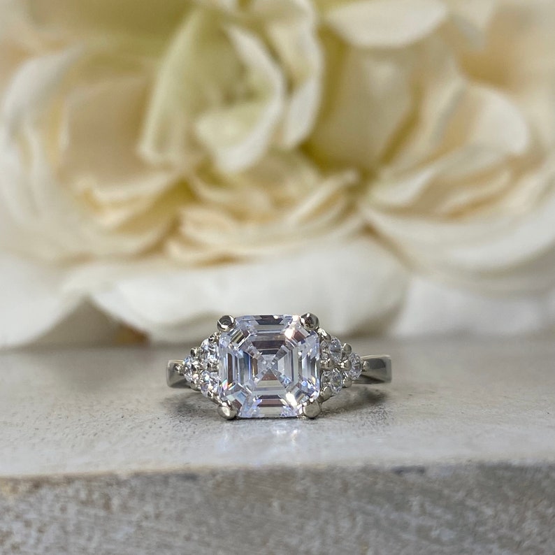2.20ct Asscher Diamond Moissanite Engagement Ring