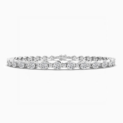 Bezel Set Round Cut Moissanite Diamond Tennis Bracelet For Women