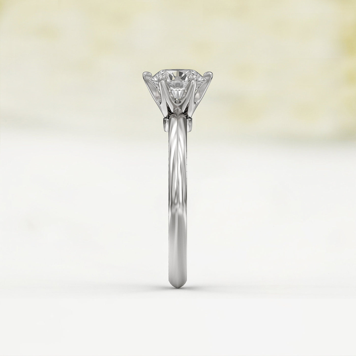 1.0 CT Round Cut Moissanite Six Prong Diamond Engagement Ring