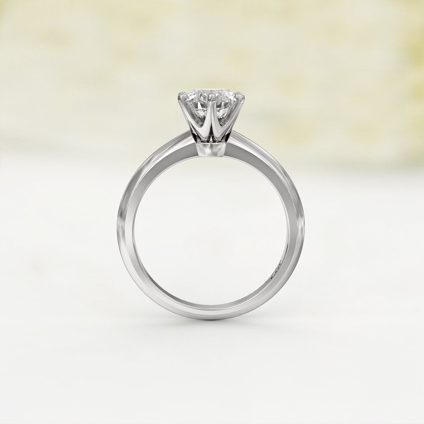 1.0 CT Round Cut Moissanite Six Prong Diamond Engagement Ring
