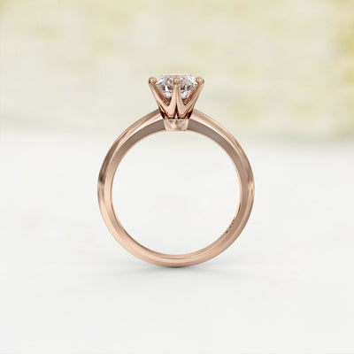 1.0 CT Round Cut Moissanite Six Prong Diamond Engagement Ring