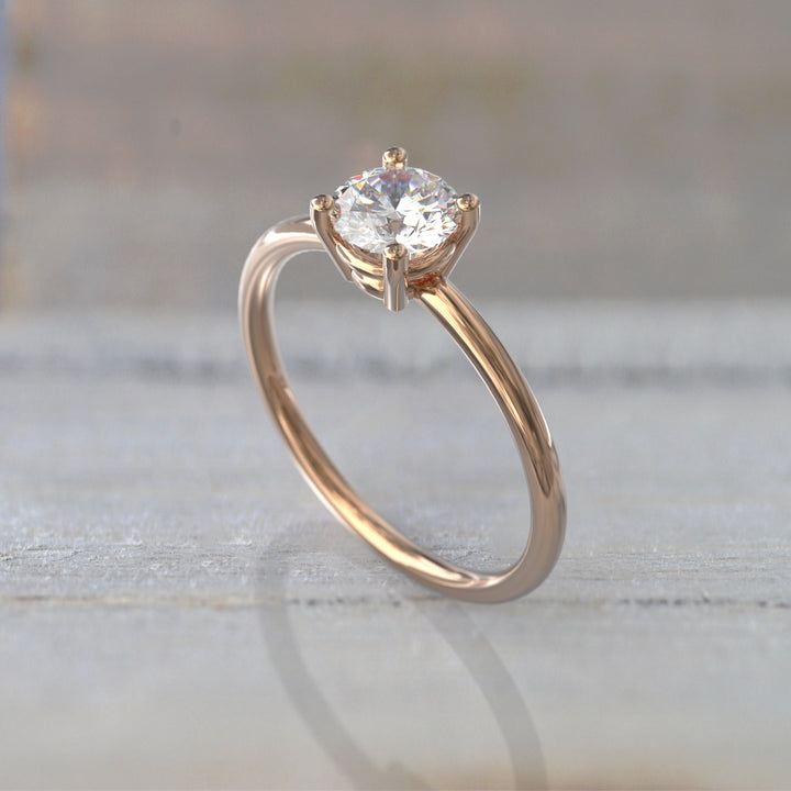 1.0 CT Cushion Cut Moissanite Solitaire Diamond Engagement Ring