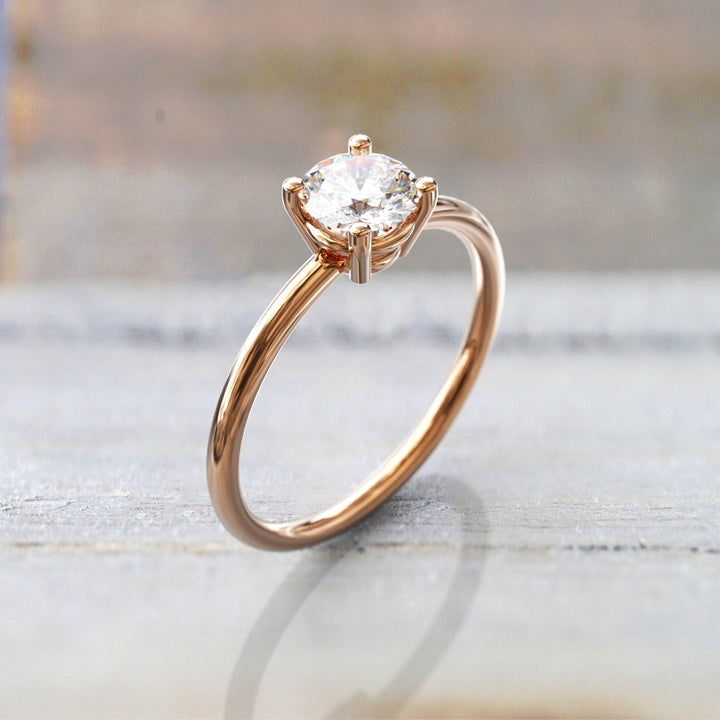 1.0 CT Cushion Cut Moissanite Solitaire Diamond Engagement Ring