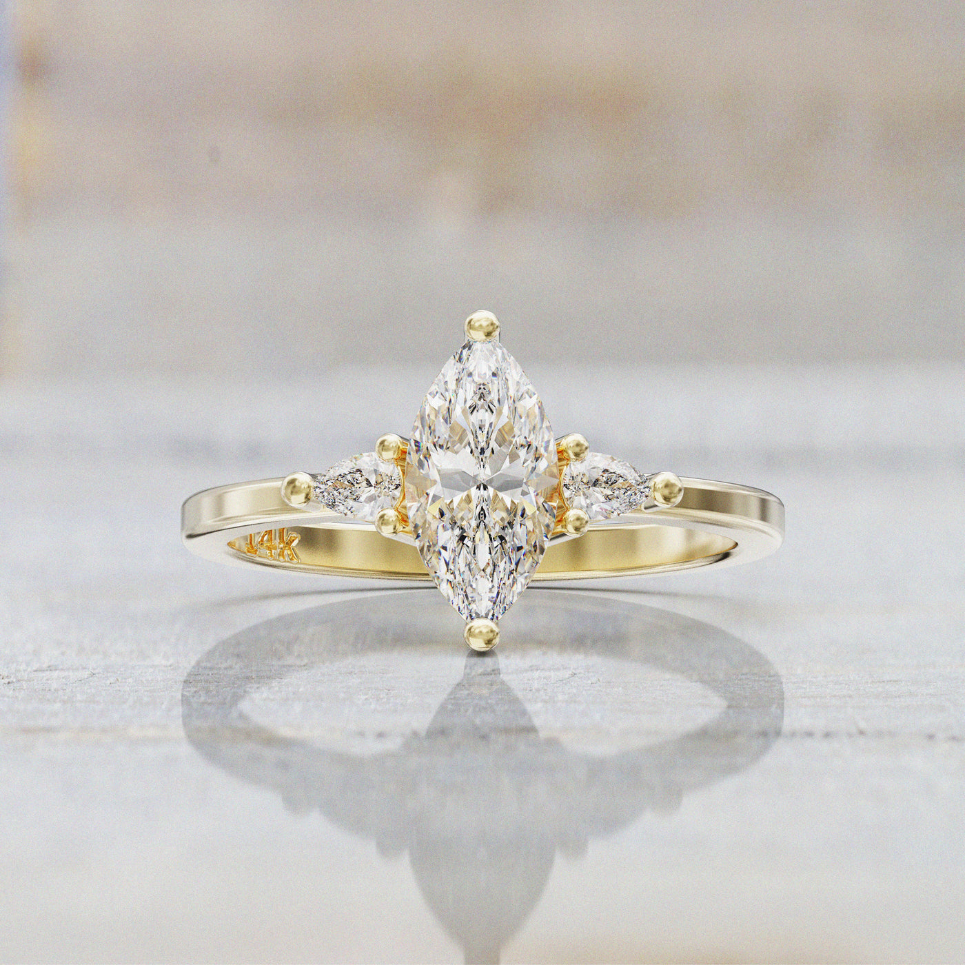 0.7 CT Marquise Cut Moissanite Three Stone Engagement Ring