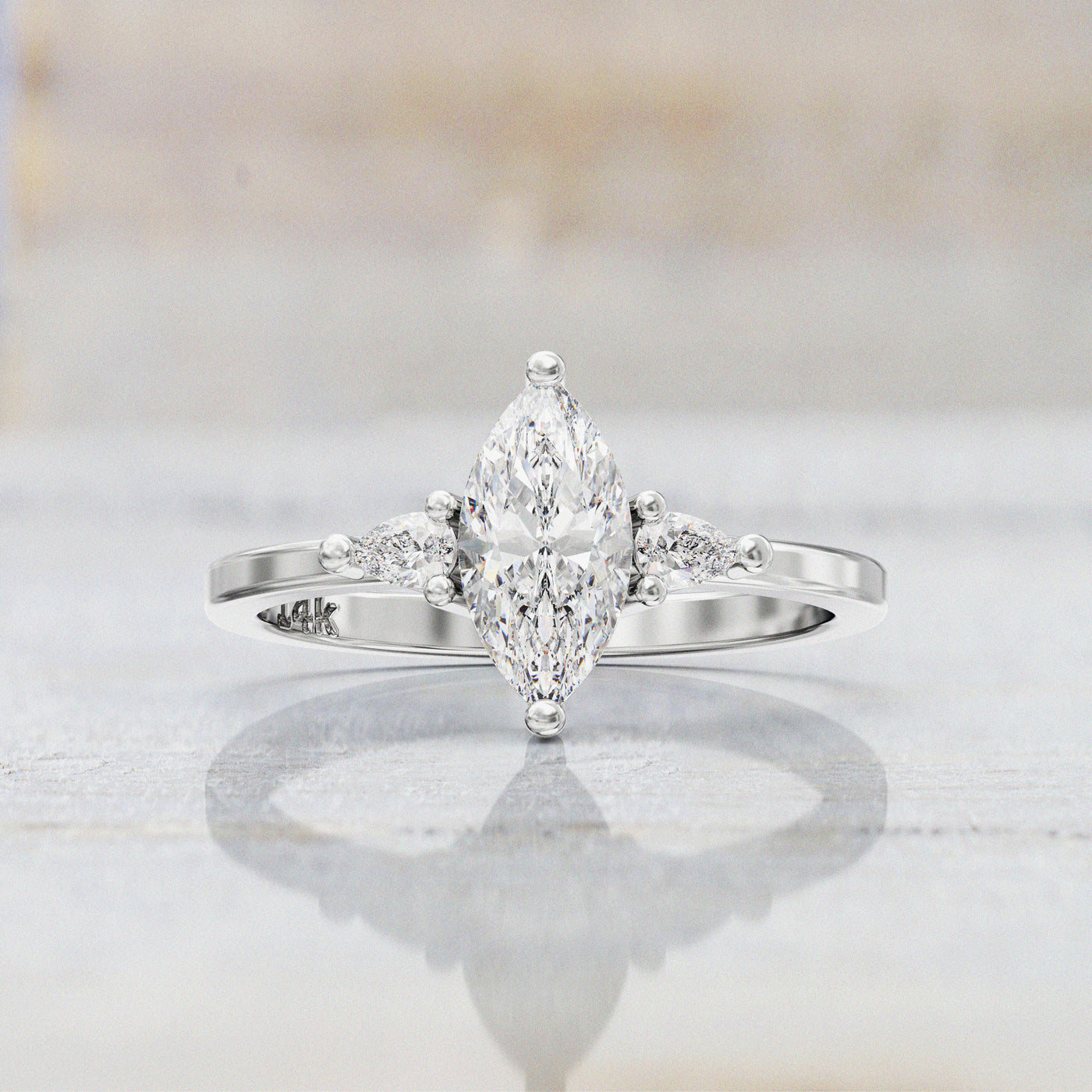 0.7 CT Marquise Cut Moissanite Three Stone Engagement Ring