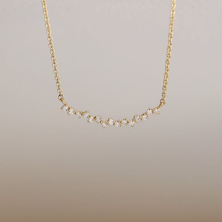 Round Cut Diamond Curved Cluster Necklace for Women