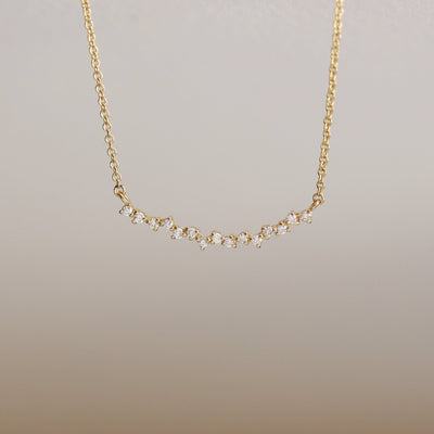 Round Cut Diamond Curved Cluster Necklace for Women
