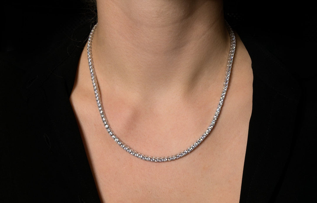 Round Cut Diamond Tennis Moissanite Necklace Gift for Women