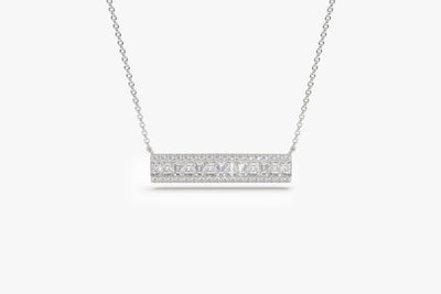 Bar Baguette Diamond Pendant Necklace for Christmas Gift