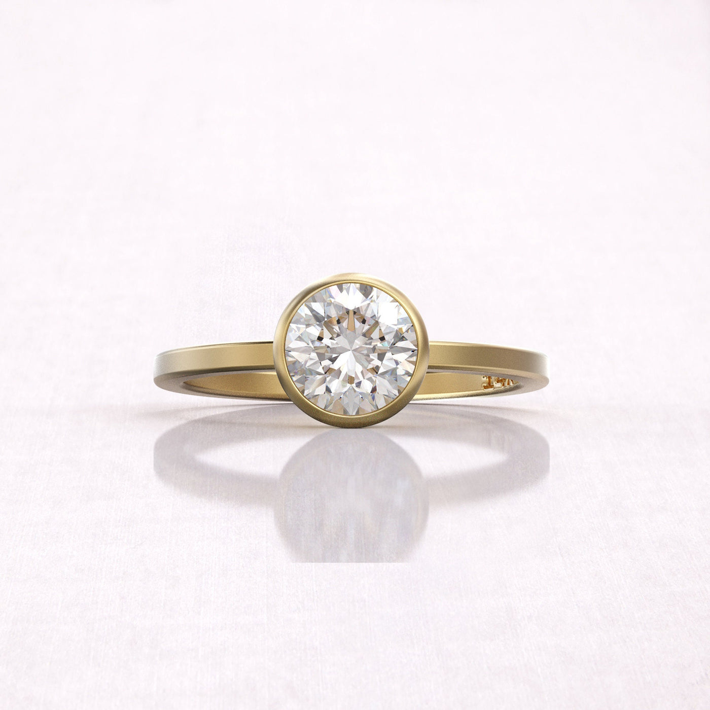 2.0 CT Round Cut Solitaire Moissanite Diamond Bezel Engagement Ring