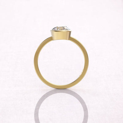 2.0 CT Round Cut Solitaire Moissanite Diamond Bezel Engagement Ring