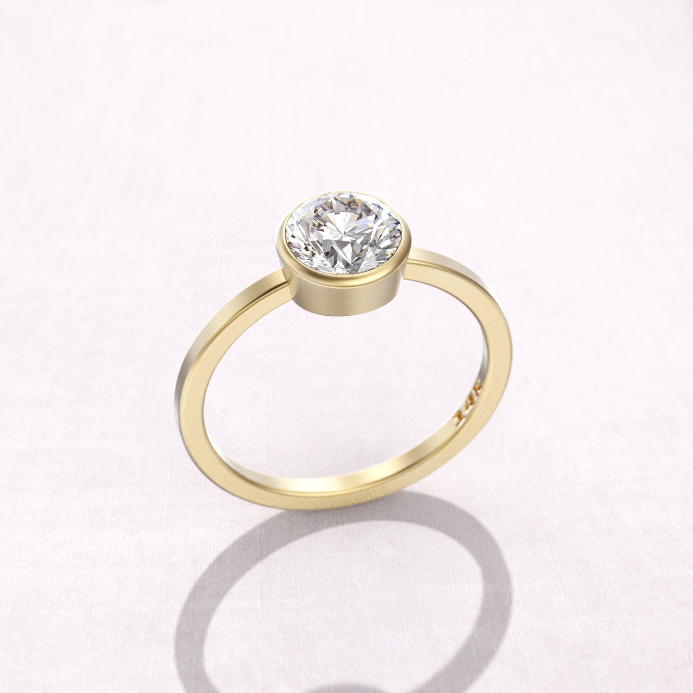 2.0 CT Round Cut Solitaire Moissanite Diamond Bezel Engagement Ring