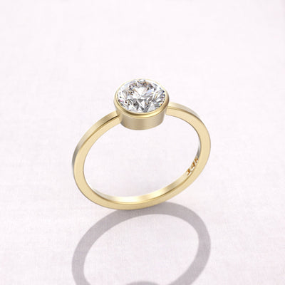 2.0 CT Round Cut Solitaire Moissanite Diamond Bezel Engagement Ring