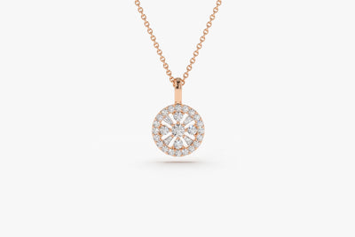 Round & Baguette Cut Diamond Necklace for Anniversary Gift