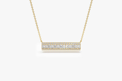 Bar Baguette Diamond Pendant Necklace for Christmas Gift