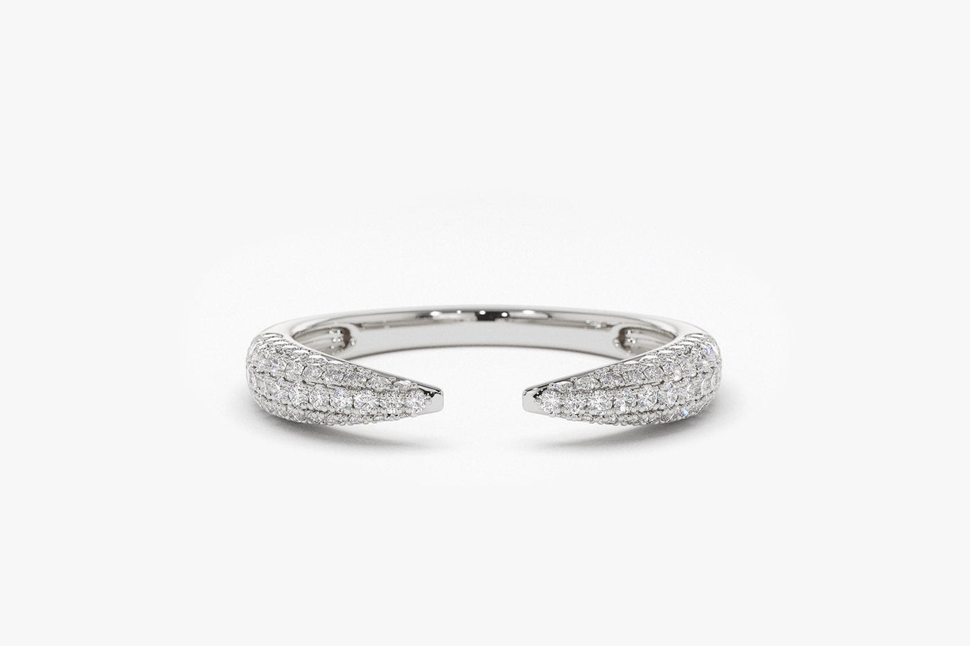 Round Cut Open Claw Micro Pave Diamond Ring for Women