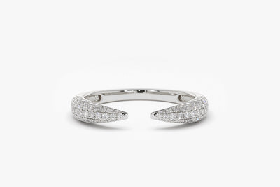 Round Cut Open Claw Micro Pave Diamond Ring for Women