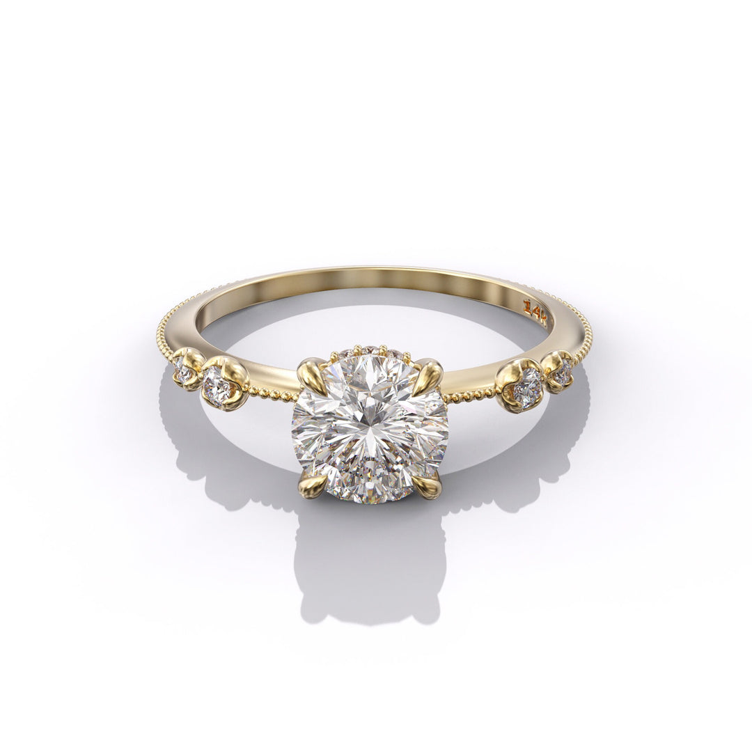 1.0 CT Round Cut Moissanite Unique Engagement Ring
