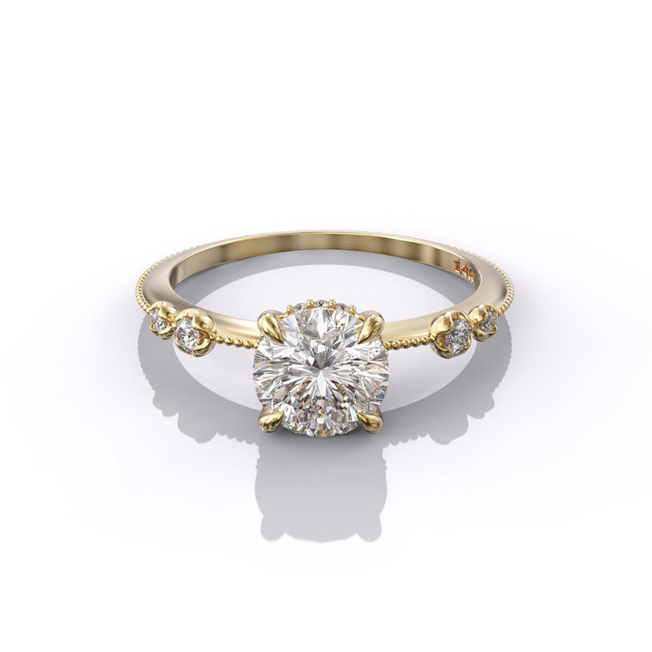1.0 CT Round Cut Moissanite Unique Engagement Ring
