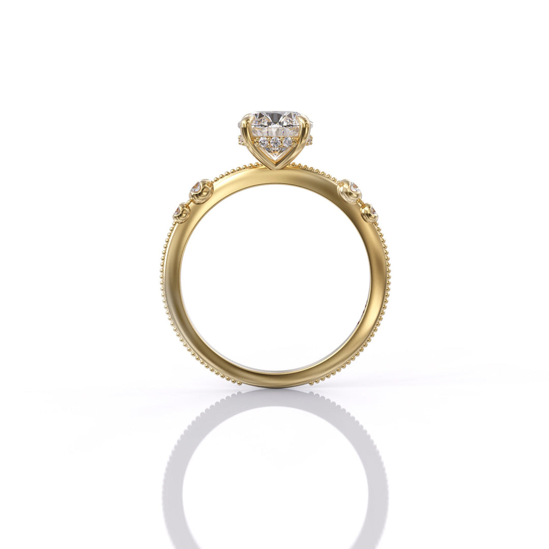 1.0 CT Round Cut Moissanite Unique Engagement Ring