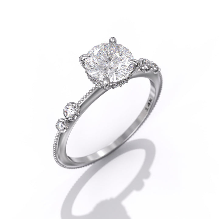 1.0 CT Round Cut Moissanite Unique Engagement Ring