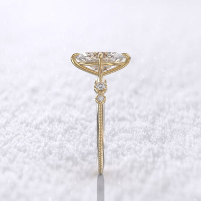 1.0 CT Marquise Cut Moissanite Unique Engagement Ring