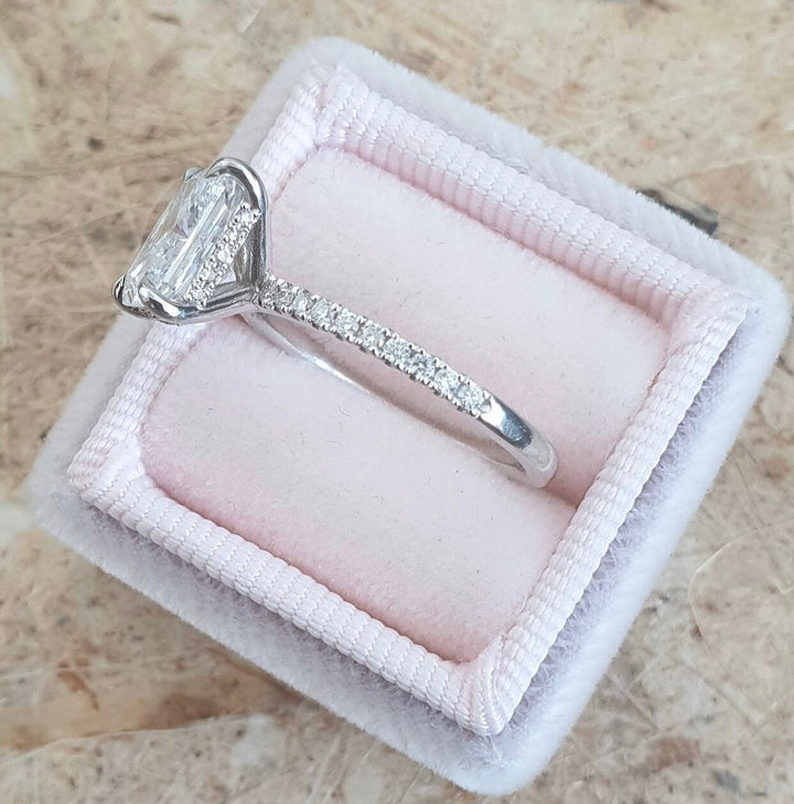 1.0-3.0 CT Radiant Diamond Engagement Ring With Pave Setting