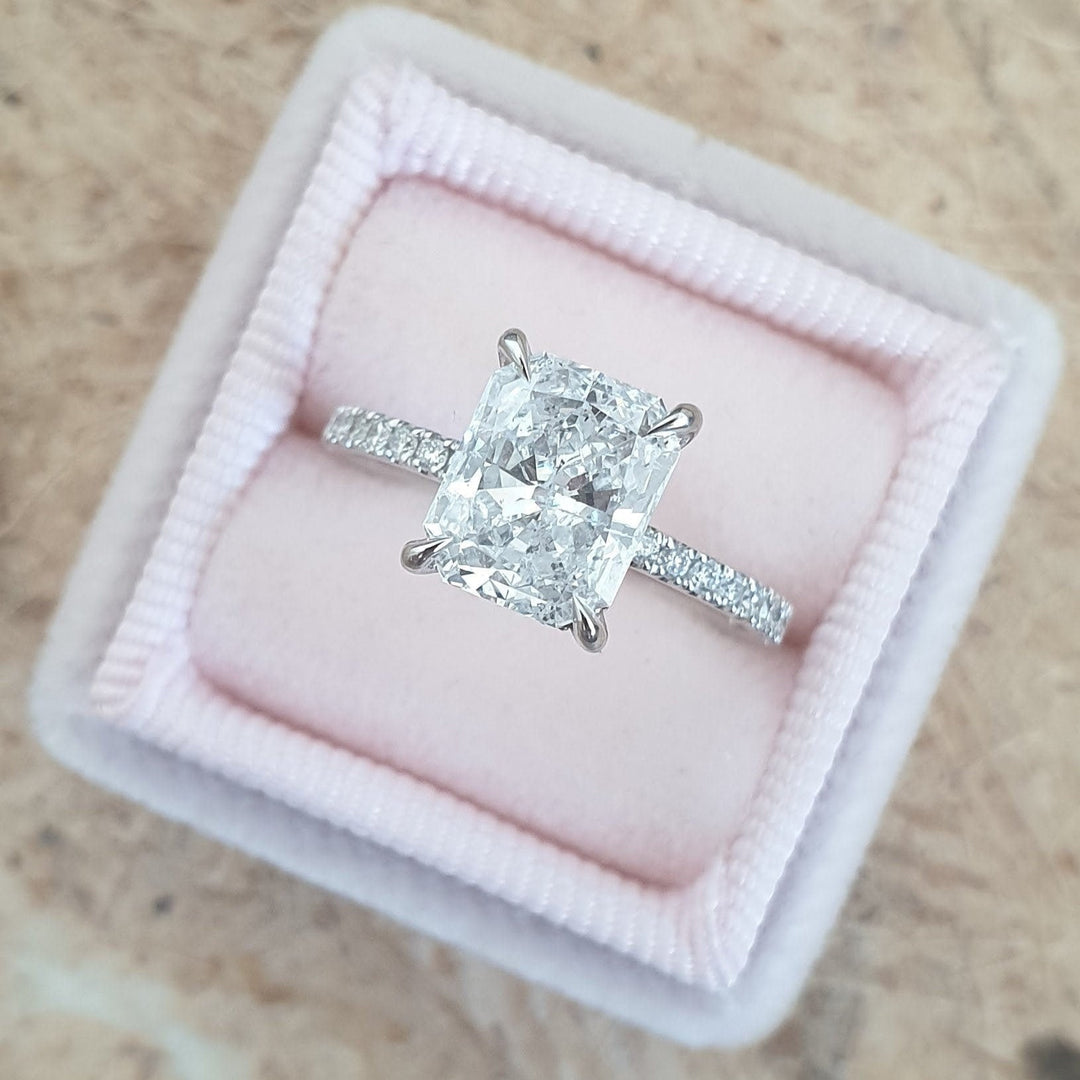 1.0-3.0 CT Radiant Diamond Engagement Ring With Pave Setting