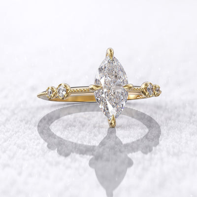 1.0 CT Marquise Cut Moissanite Unique Engagement Ring