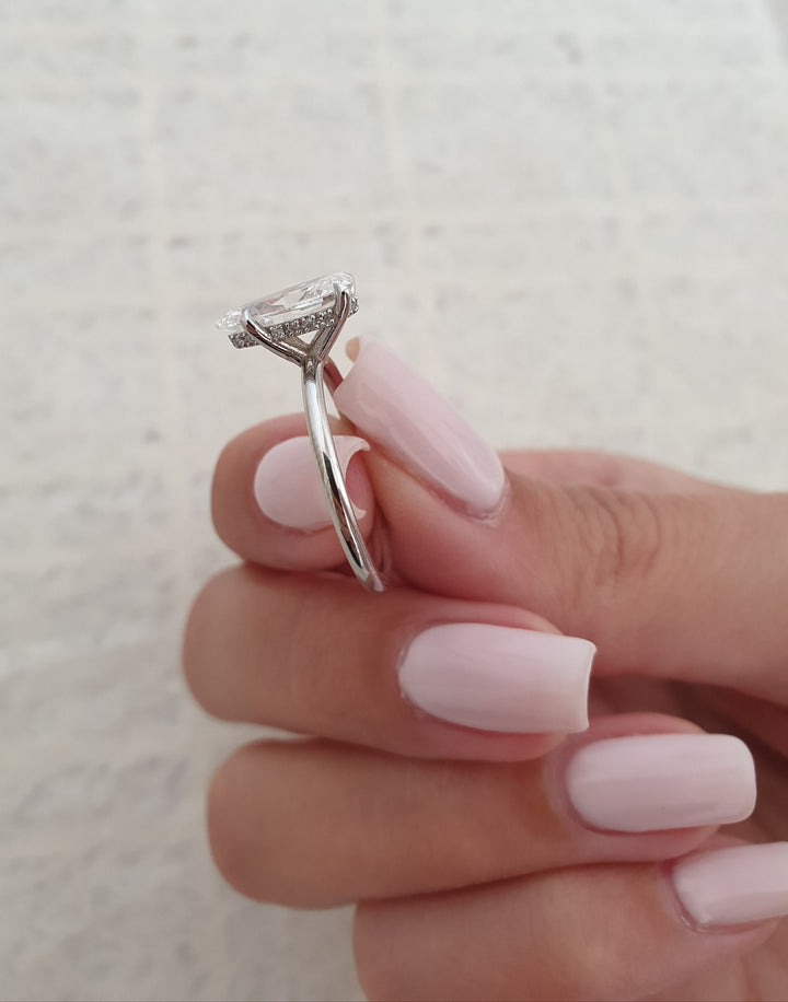 1.70 CT - 3.50 CT Pear Diamond Hidden Halo Engagement Ring