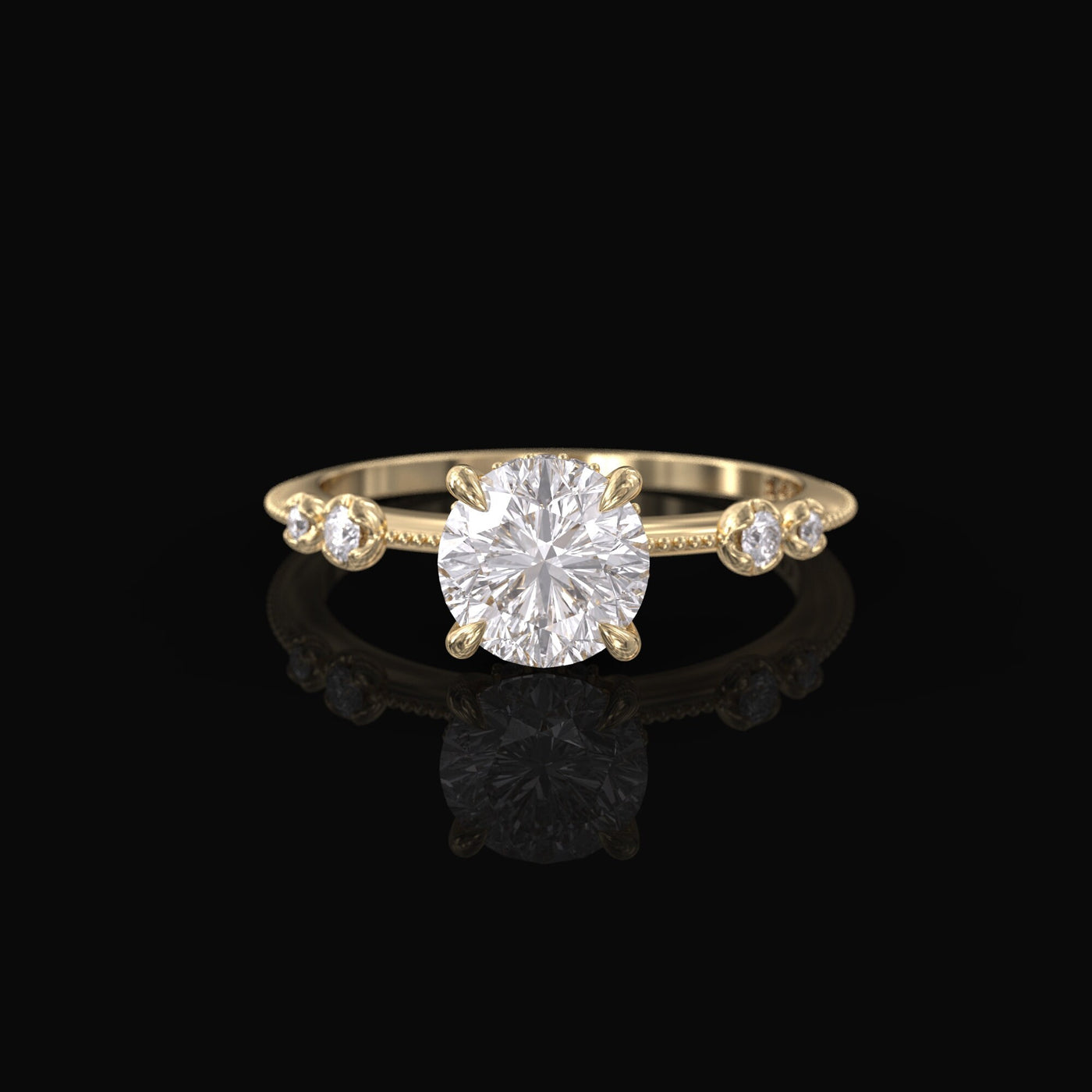 1.0 CT Round Cut Moissanite Unique Engagement Ring