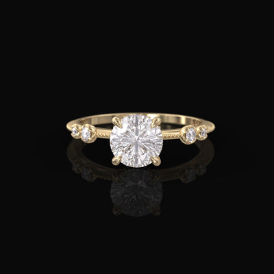 1.0 CT Round Cut Moissanite Unique Engagement Ring