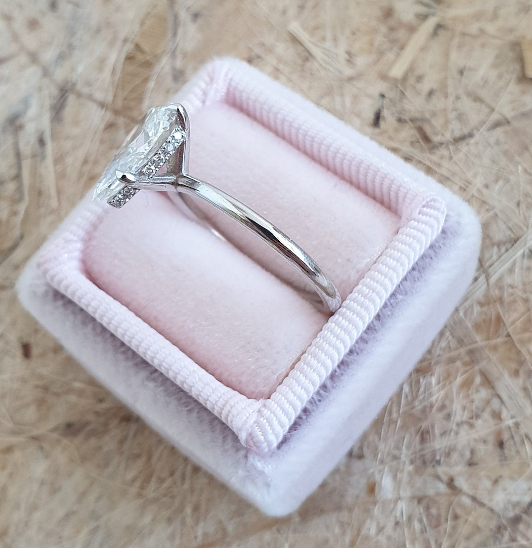 1.70 CT - 3.50 CT Pear Diamond Hidden Halo Engagement Ring