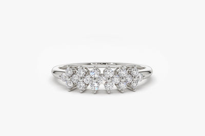 Round Cut Diamond Cluster Wedding Ring in 18K Solid Gold for Women