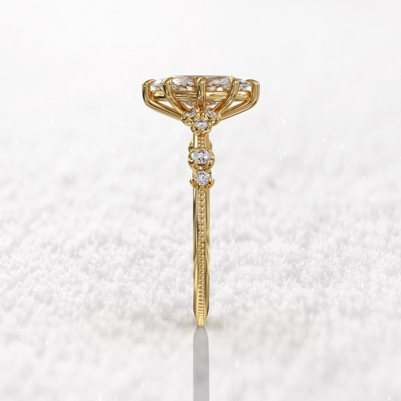 0.7 CT Marquise Cut Moissanite Cluster Engagement Ring