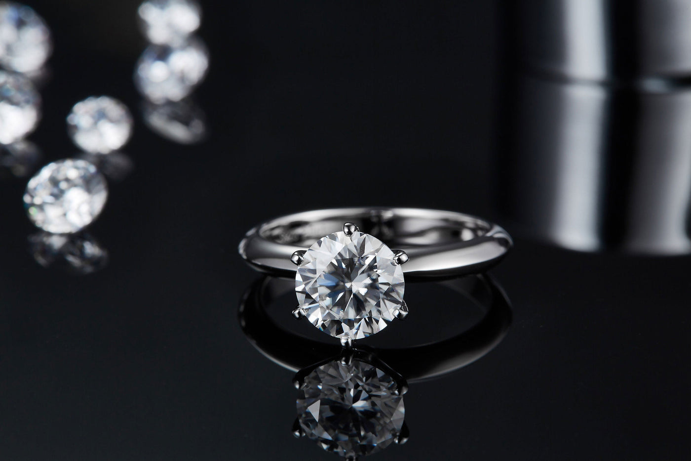 1.35ct Round Cut Solitaire Moissanite Diamond Engagement Ring