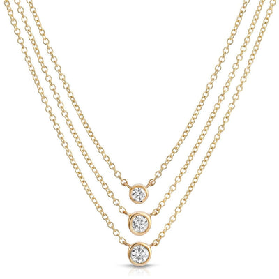 Bezel Set Round Cut Diamond Necklace for Women