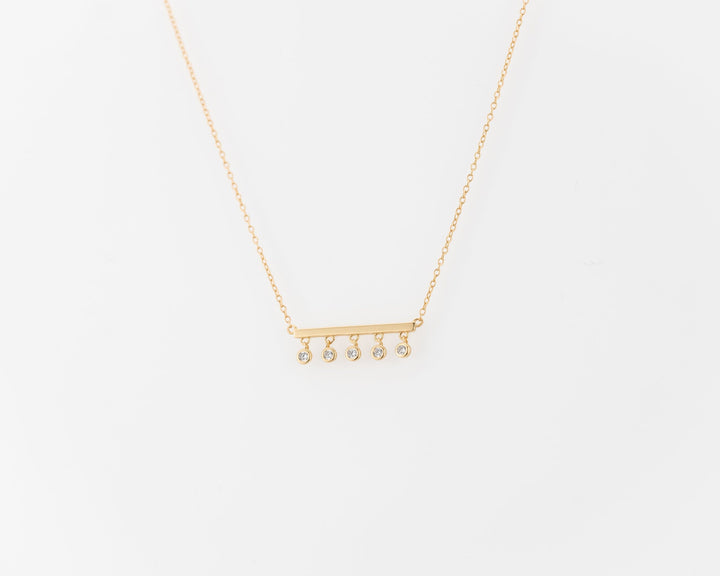 Bezel set Round Cut Diamond Bar Necklace for Her