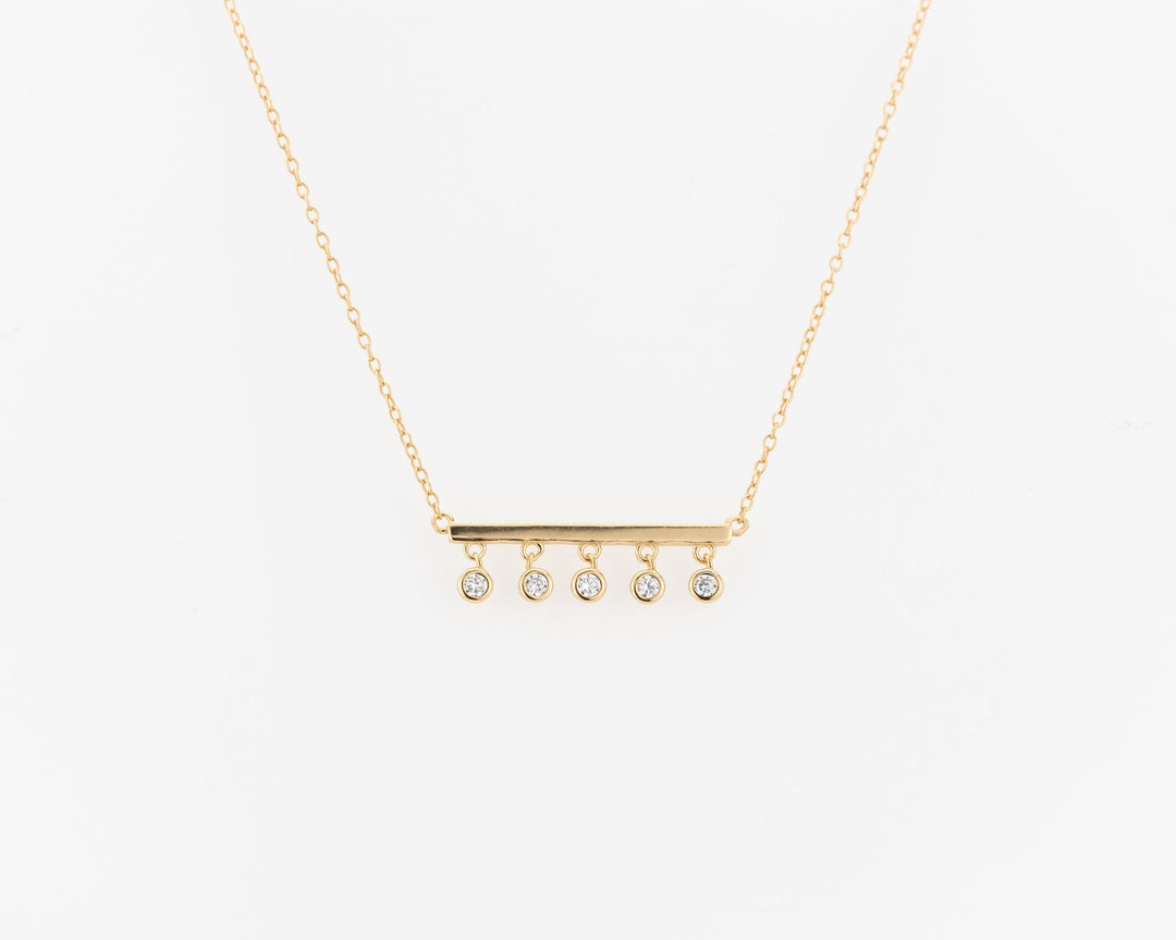 Bezel set Round Cut Diamond Bar Necklace for Her