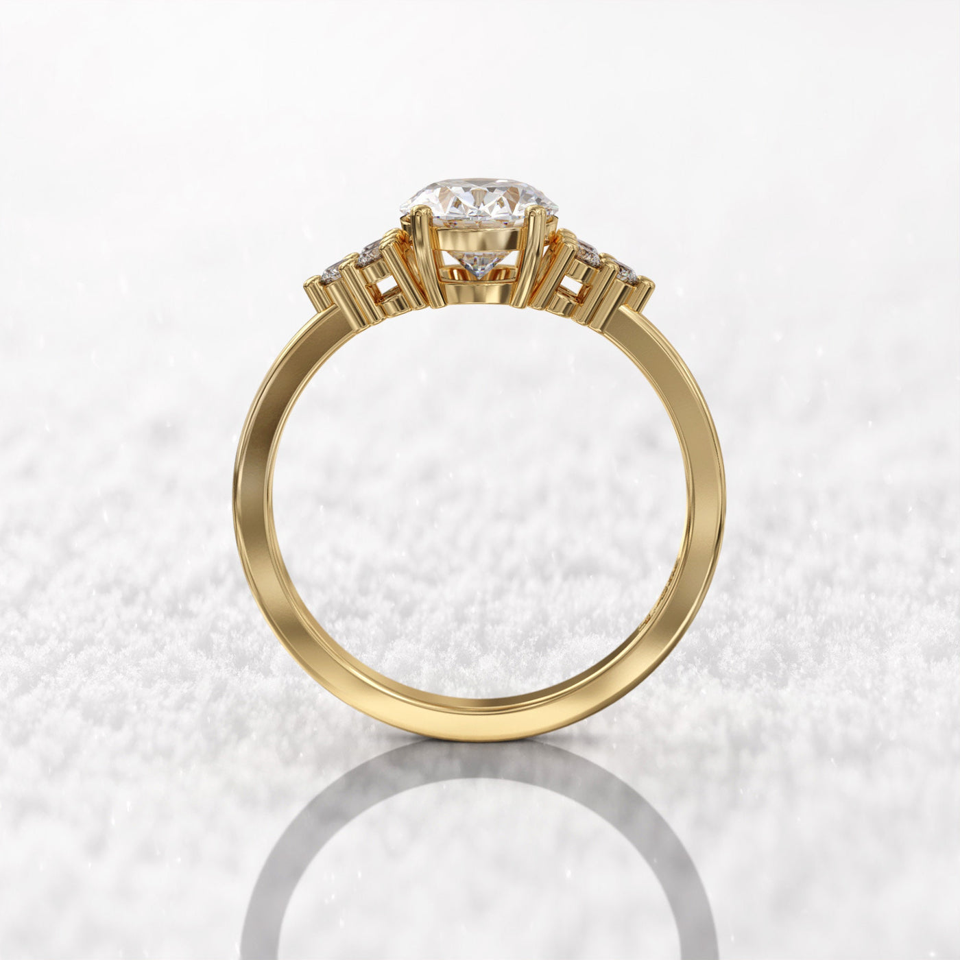 1.0 CT Oval Cut Moissanite Cluster Engagement Ring