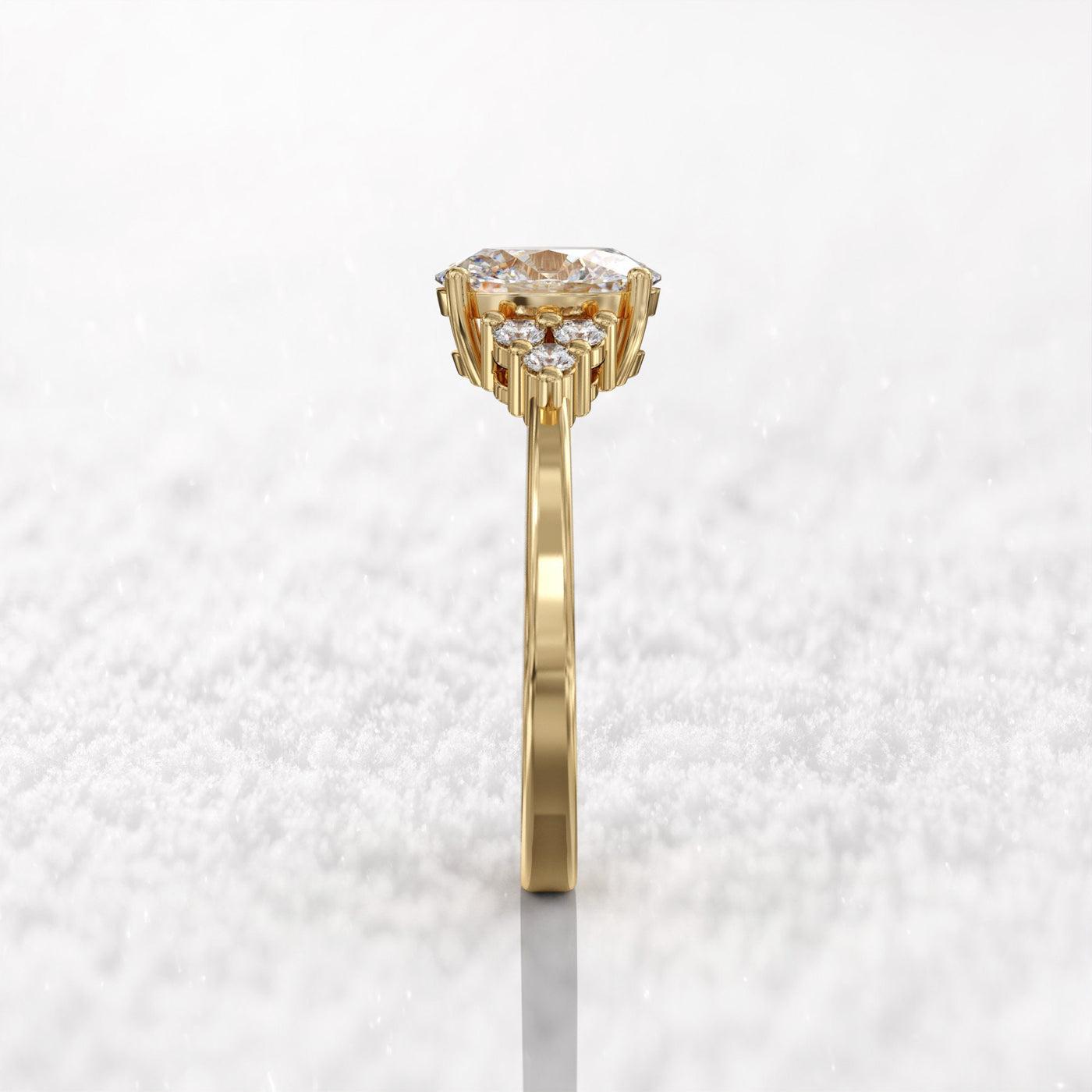 1.0 CT Oval Cut Moissanite Cluster Engagement Ring