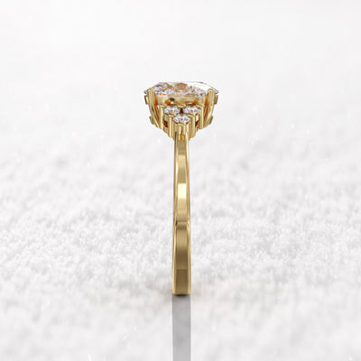 1.0 CT Oval Cut Moissanite Cluster Engagement Ring