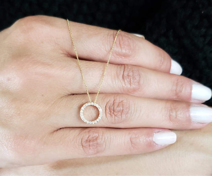 0.13TCW Open Circle Moissanite Diamond Pendant for Women