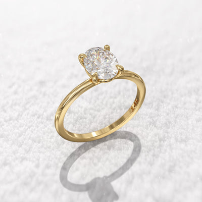 1.0 CT Oval Cut Moissanite Solitaire Diamond Engagement Ring