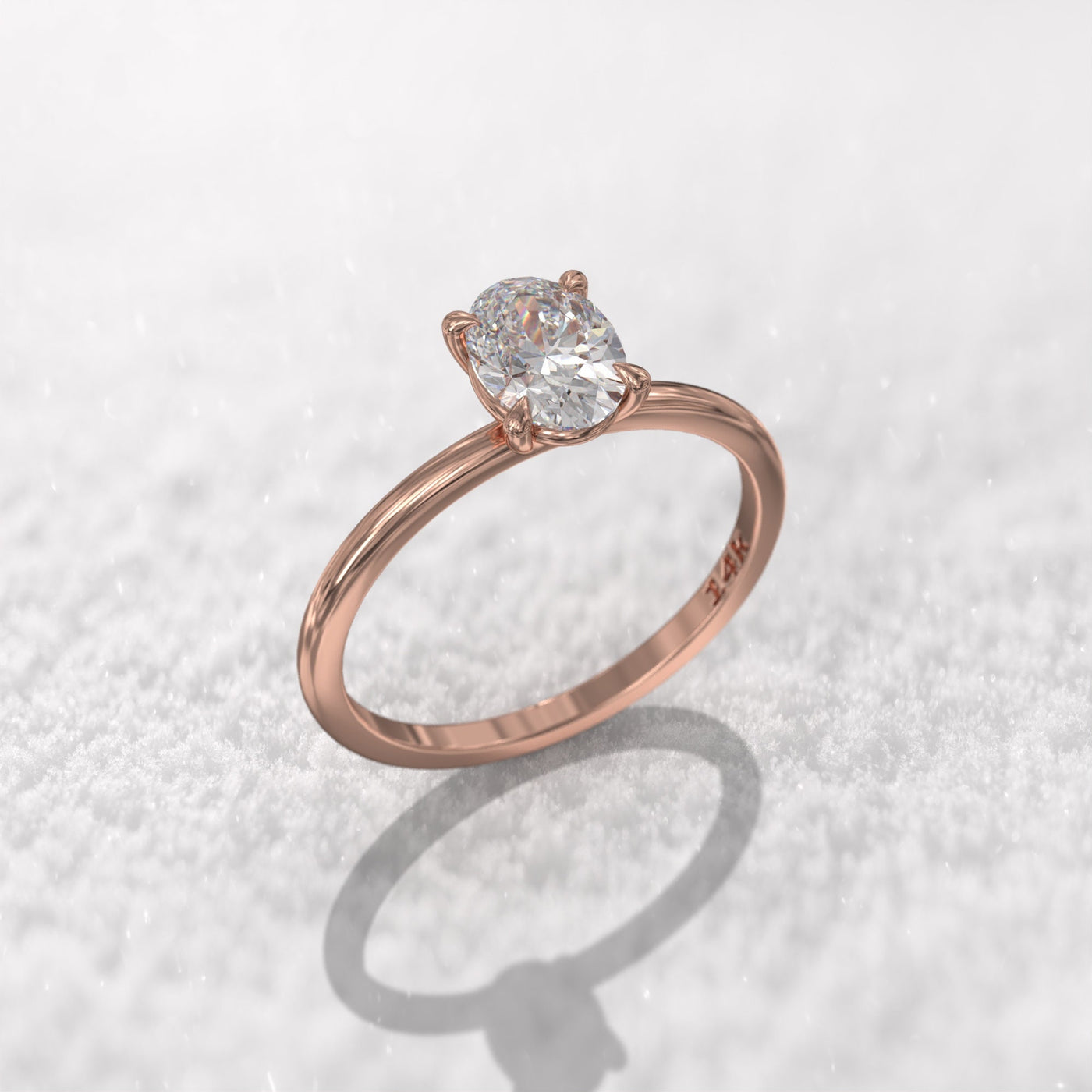 1.0 CT Oval Cut Moissanite Solitaire Diamond Engagement Ring