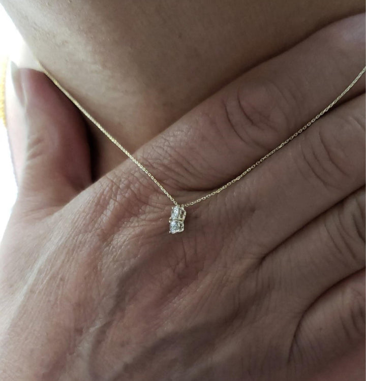 0.30TCW Round Two Stone Moissanite Diamond Necklace for Her